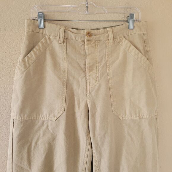 Prana Utility Barrel Pants Size 6 High Rise Crop Organic Cotton Baggy Rock Ridge - Picture 2 of 11